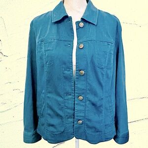EUC! CHICO’S TEAL BLUE EMBROIDERED JACKET